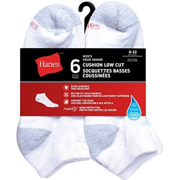 Hanes Men's Red Label Pack of 6 Cushion Low-Cut Socks - Image 2