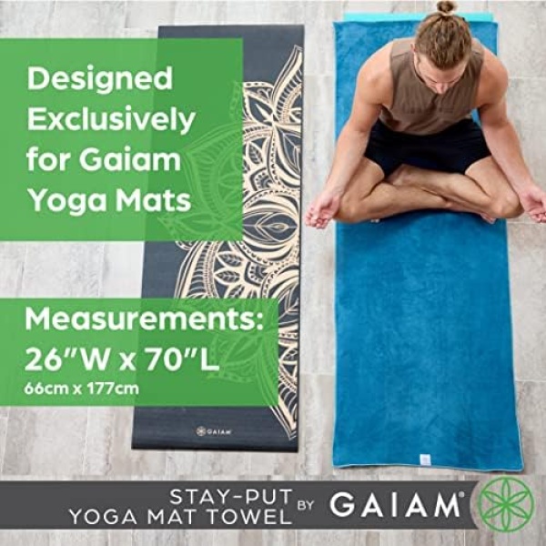 Gaiam Yoga Towel - Mat Sized Active Dry Non Slip Moisture Wicking Sweat - Image 7