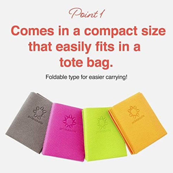 Primasole Folding Yoga Travel Pilates Mat 1/4" Thick. Easy to Carry for Yoga - Image 2