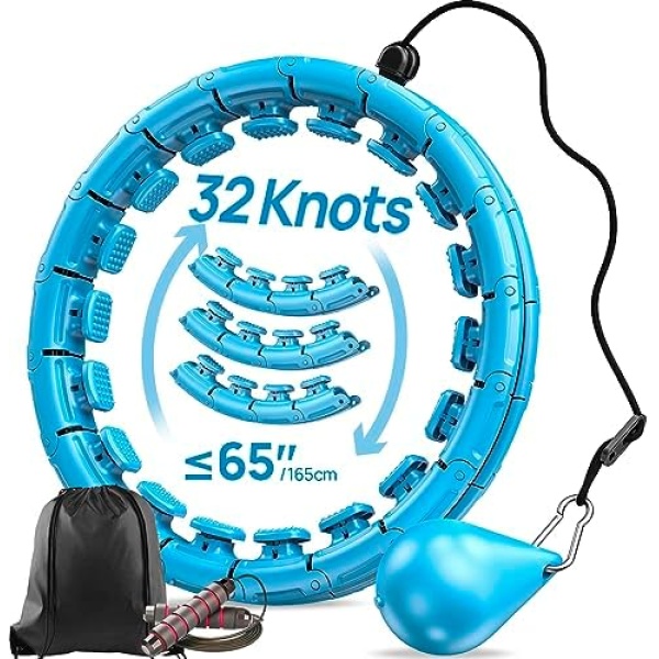 APzek Weighted Exercise Hoop Plus Size, 32 Detachable Knots for Adults