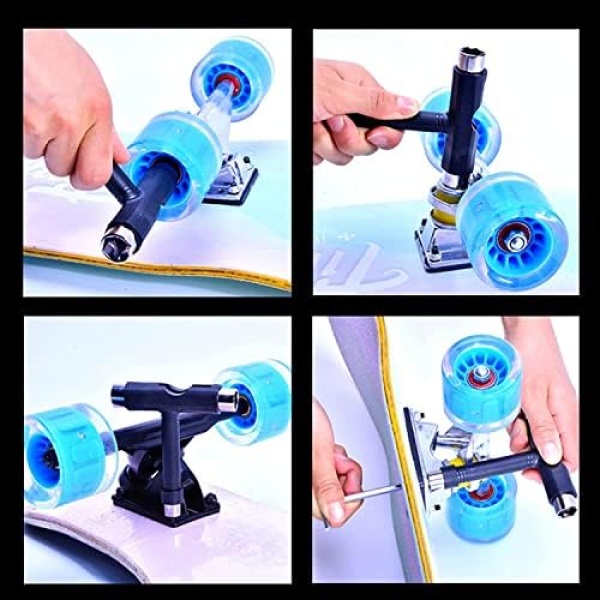 Skate Tools, Deecam All-in-One Multifunction Skateboard Tool, T-Type Skateboard Wrench - Image 4