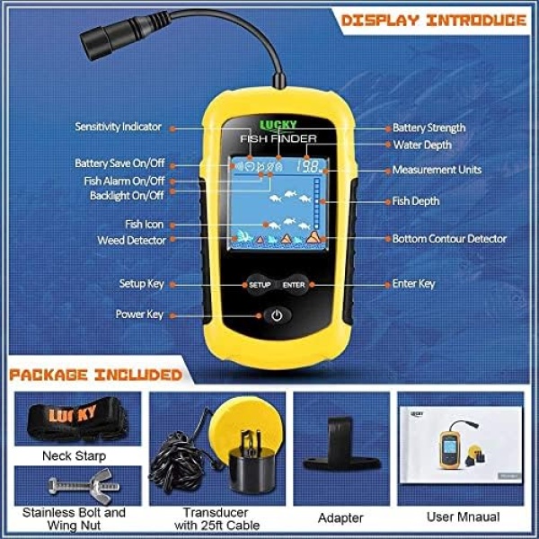 LUCKY Kayak Portable Fish Depth Finder Water Handheld Fish Finder Sonar Castable Kayak - Image 7