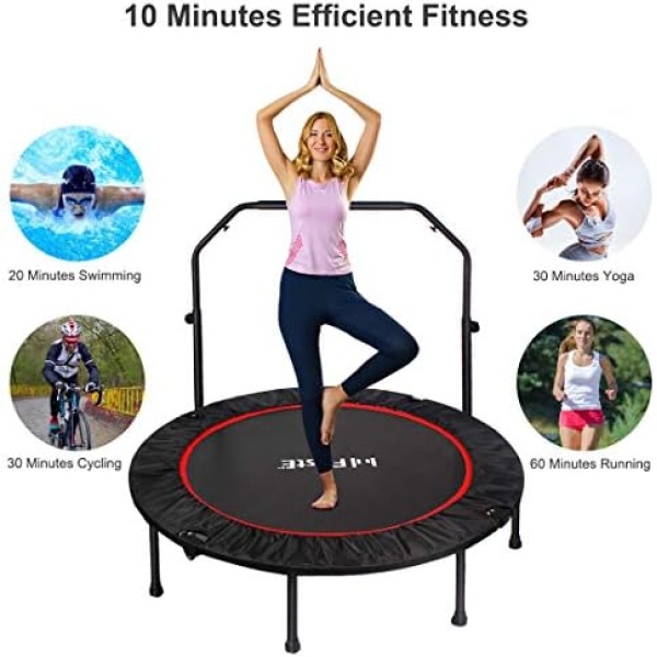 FirstE 48" Foldable Fitness Trampolines, Rebound Recreational Exercise - Image 2