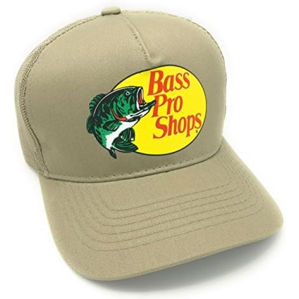 Authentic Bass Pro Mesh Fishing Hat - Khaki Adjustable One Size Fits Most