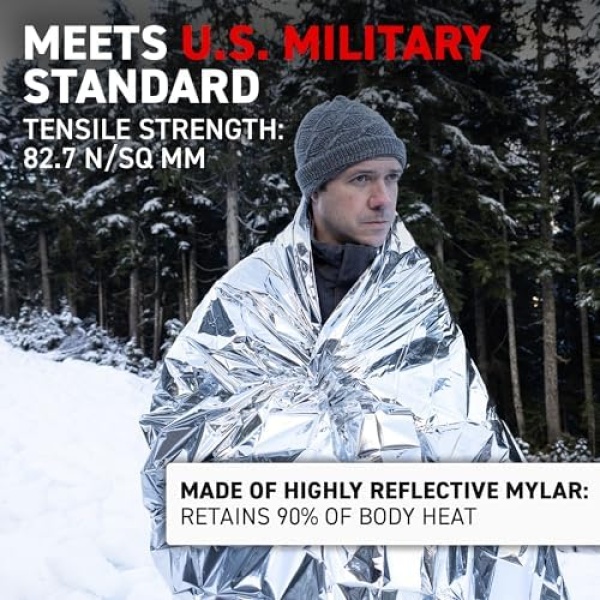 72 HRS MIL-SPEC Emergency Space Blankets Mylar Survival or Emergency Thermal - Image 2