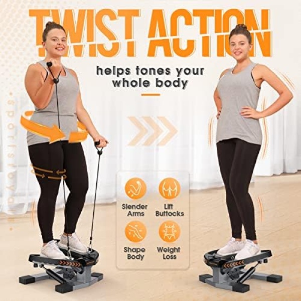 Sportsroyals Stair Stepper for Exercises-Twist Stepper with Resistance Bands - Image 3