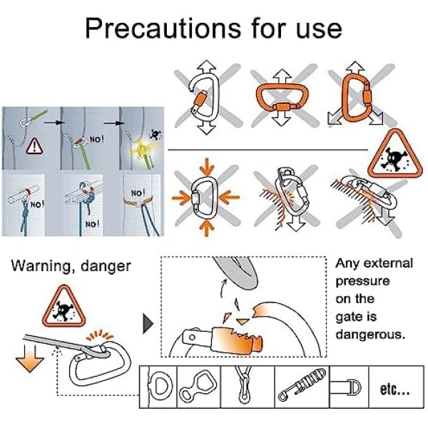 AINIKEY UIAA Certified 25KN Auto Locking Climbing Carabiner Clips, Professional Twist - Image 6