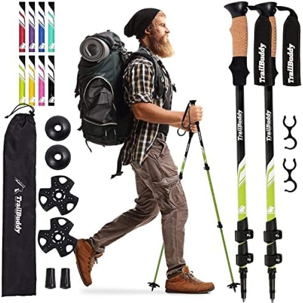 TrailBuddy Collapsible Hiking Poles - Ultralight Aluminum Trekking Poles