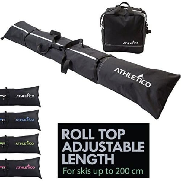 Athletico Two-Piece Ski and Boot Bag Combo | Store & Transport Skis Up to 200 cm