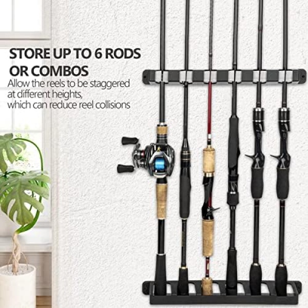 THKFISH Fishing Rod Rack Fishing Rod Holders Wall Mount Vertical/Horizontal Fishing Pole - Image 2