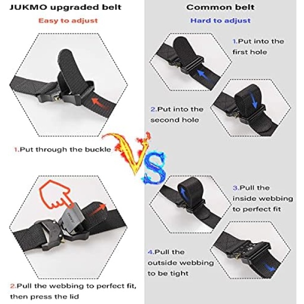 JUKMO Tactical Belt, Military Hiking Rigger 1.5" Nylon Web Work Belt - Image 3