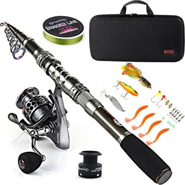 Sougayilang Fishing Rod Combos with Telescopic Fishing Pole Spinning Reels Fishing Carrier