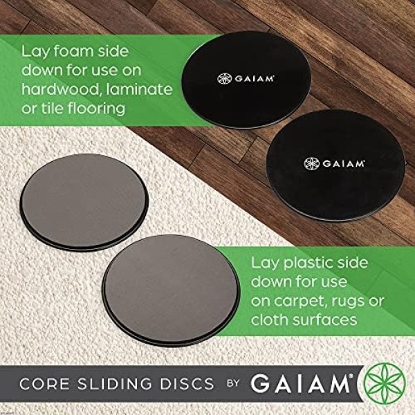 Gaiam Core Sliding Discs - Dual Sided Workout Sliders for Carpet & Hardwood - Image 3