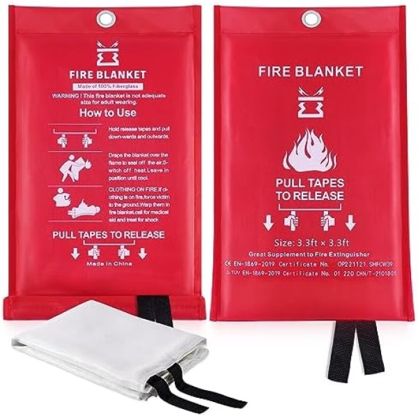 Fire Blanket for Kitchen Home Emergency - Fiberglass Blankets Fire Survival