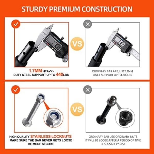 Ally Peaks Pull Up Bar for Doorway | Thickened Steel Max Limit 440 lbs Upper - Image 2