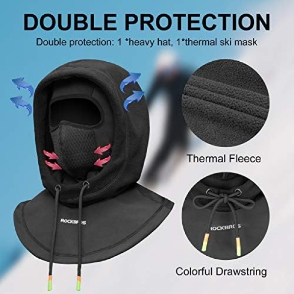 ROCKBROS Ski Mask Thermal Fleece Balaclava Ski Face Mask for Cold Weather - Image 5