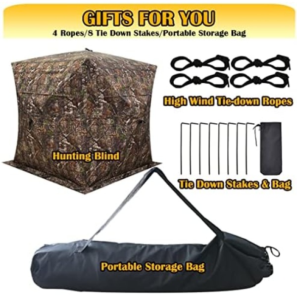 CROSS MARS Portable 3 Person 270° See Through Ground Camouflage Hunting Blind Tent - Image 6