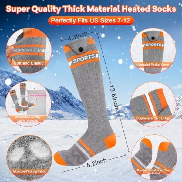 Heated Socks for Women Men APP Control Electric Warmer Socks 5000mAh USB - Image 5