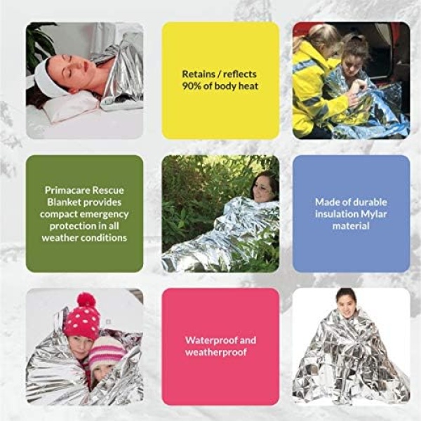 Primacare HB-10 Emergency Foil Mylar Thermal Blanket (Pack of 10), 52" - Image 4