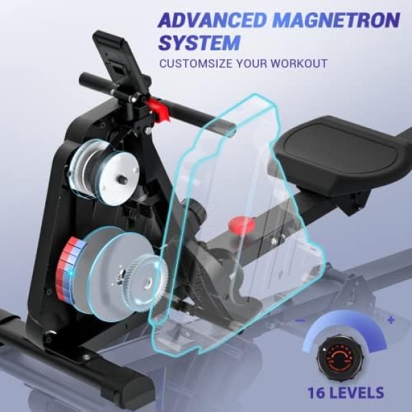 DMASUN Rowing Machine 350 LB Weight Capacity Foldable Rower with 16 Levels - Image 2