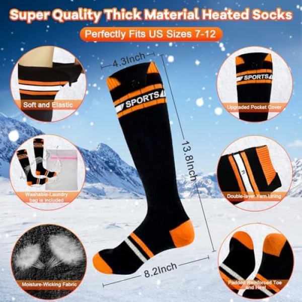 Heated Socks for Men Women Electric Heated Socks 5000mAh Rechargeable Battery - Image 5