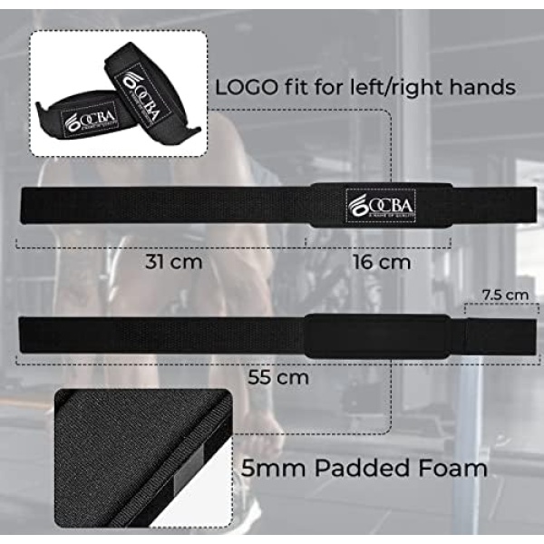 OCBA Wrist Straps Wraps for Weightlifting Heavy Duty Wrist Wraps Cotton Padded - Image 2