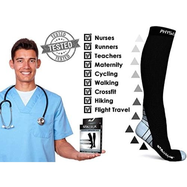 Physix Gear Compression Socks for Men & Women (20 - 30 mmhg) Boost Stamina - Image 5