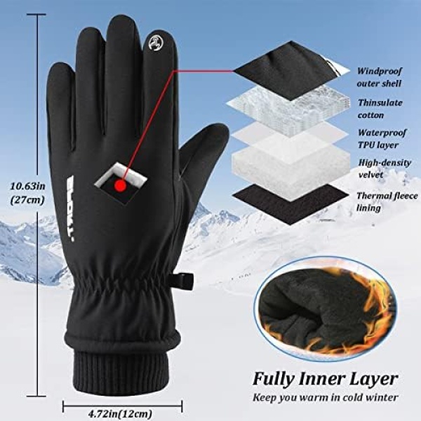 Winter Ski Gloves, Waterproof Thermal Snow Gloves for Men Women - Image 4