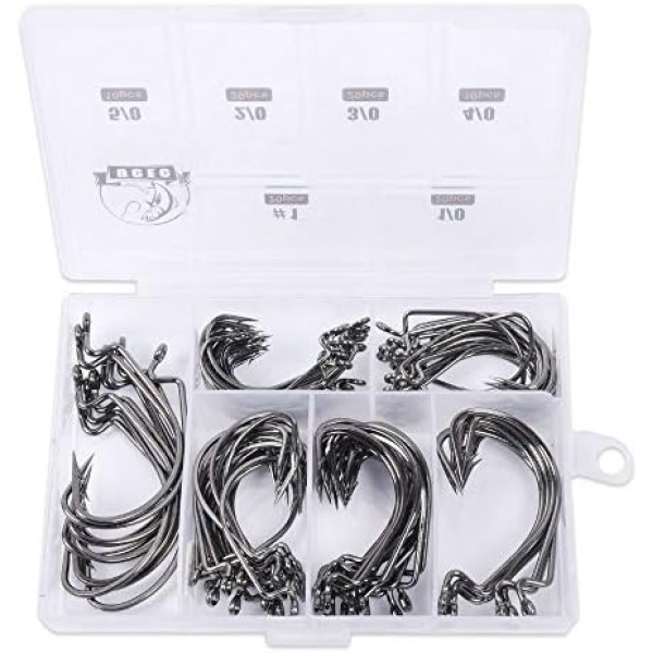 UCEC Fishing Hooks, 100pcs/box Offset Wide Gap 2X Strong Worm - Image 2