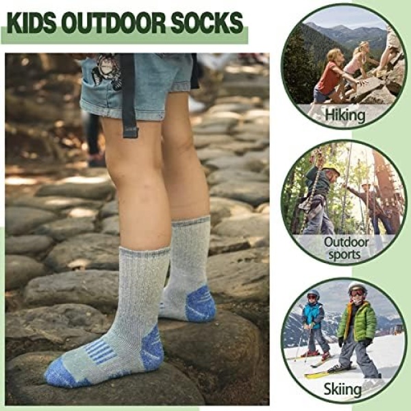 Sandsuced Kids Merino Wool Hiking Socks Boys Teen Winter Thermal Cozy Warm Thick - Image 7