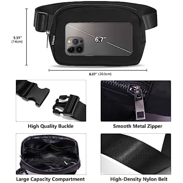 Belt Bag for Women Men Fanny Pack Dupes, Ginsco Crossbody Bag for Women - Image 5