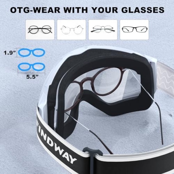 Findway Ski Goggles OTG- Over Glasses Snow/Snowboard Goggles for Men Women - Image 4