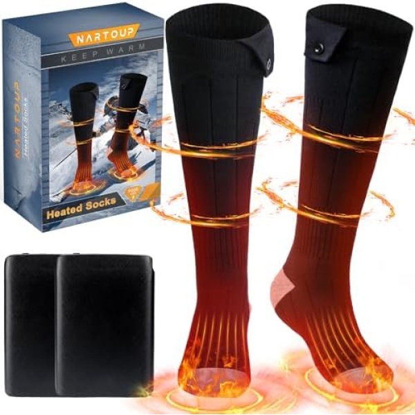 Heated Socks, 5000mAh 10V Electric Rechargeable Heated Socks for Men Women