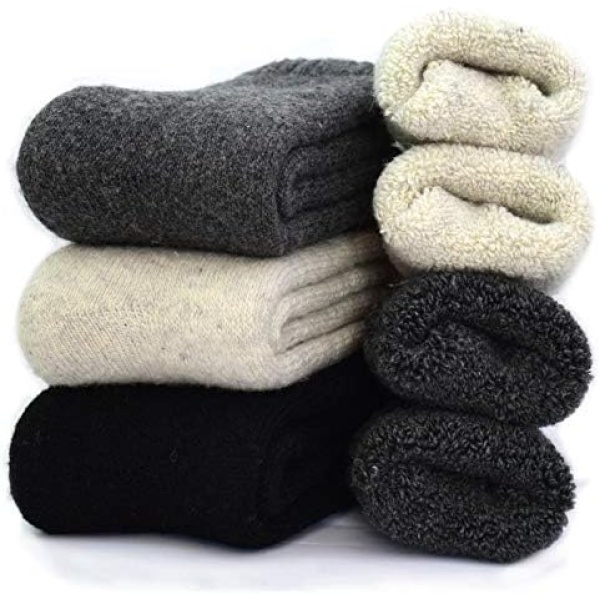 YZKKE 3Pack Mens Super Thick Wool Warm Socks - Soft Comfort Casual Crew Winter