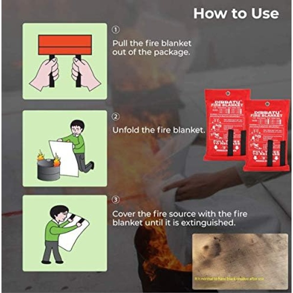 DIBBATU Fire Blanket Emergency for Home and Kitchen, Fire Retardant Blankets - Image 3