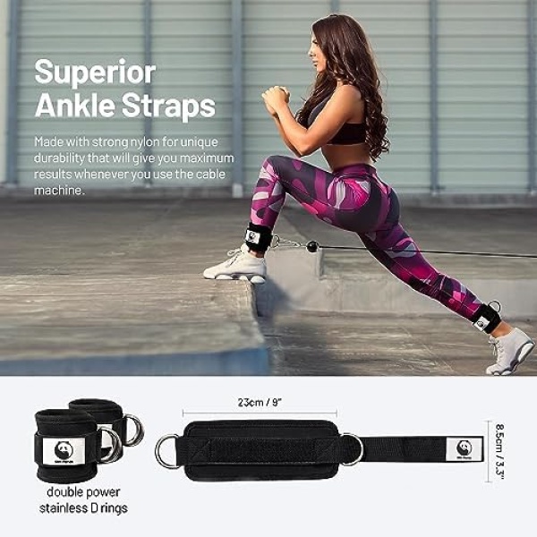 Slim Panda Ankle Straps for Kickbacks,Leg Extension Gym Cable Machines - Image 5