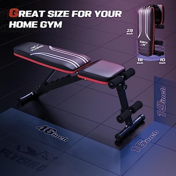 FLYBIRD Adjustable Weight Bench Workout Bench for Home Gym, 15 Degree Decline - Image 7