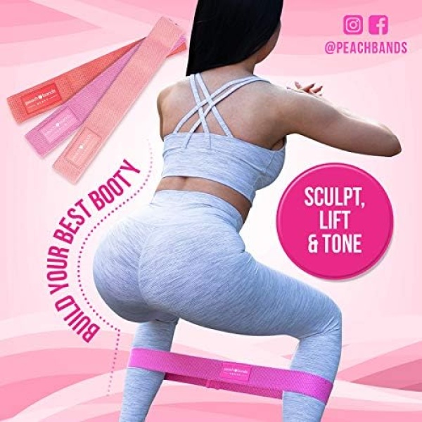 Peach Bands Hip Band Set - Fabric Booty Resistance Bands for Leg and Butt - Image 2