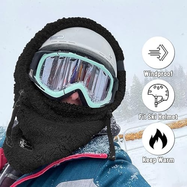 Senllen Balaclava Cold Weather Fleece Windproof Ski Mask Winter Breathable - Image 3