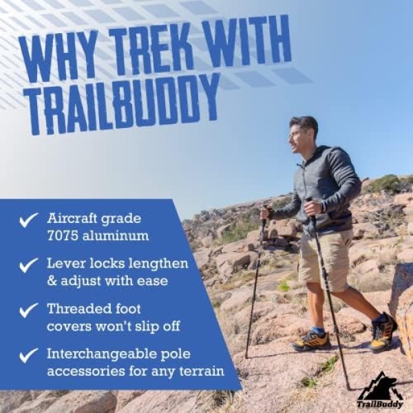 TrailBuddy Collapsible Hiking Poles - Ultralight Aluminum Trekking Poles - Image 2