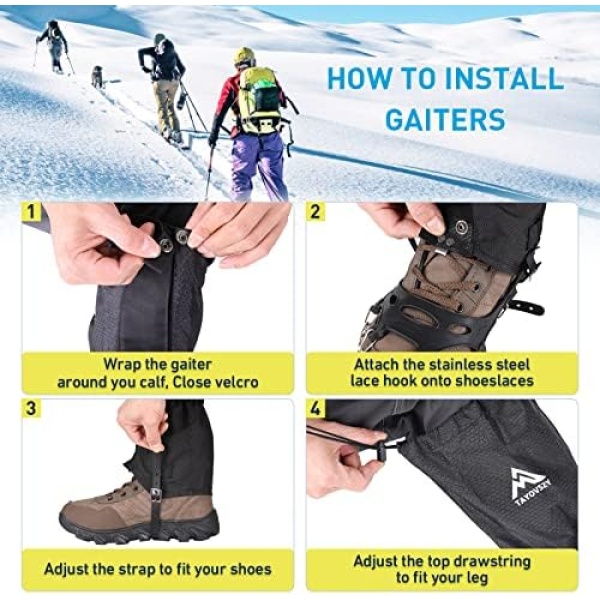 TAYOVSZY Gaiters for Hiking – Waterproof and Breathable Leg Gaiters - Image 6