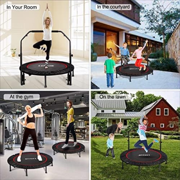 FirstE 48" Foldable Fitness Trampolines, Rebound Recreational Exercise - Image 7