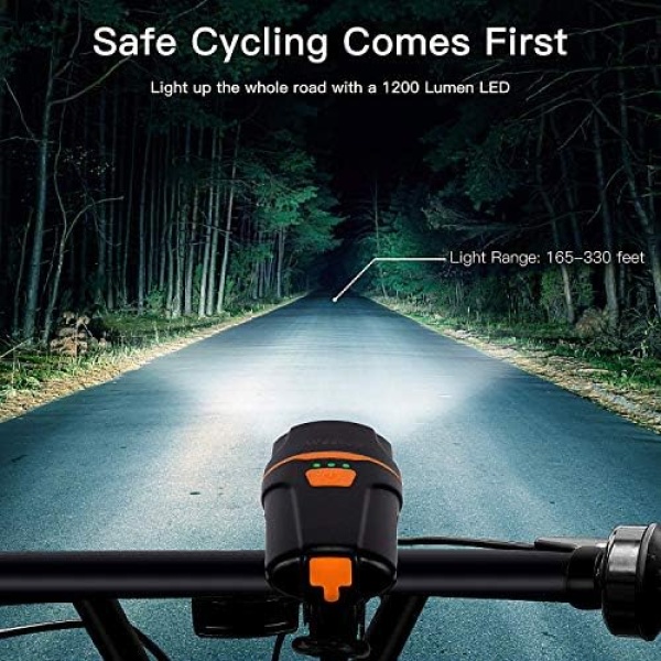 Wastou Bike Lights Super Bright Bike Front Light 1200 Lumen IPX6 Waterproof 6 Modes - Image 2