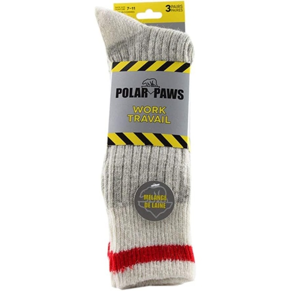 POLAR PAWS MEN WOOL WORK SOCKS 3 PAIRS 7-11