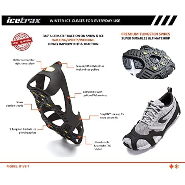 ICETRAX V3 Tungsten Winter Ice Grips for Shoes and Boots - Ice Cleats for Snow - Image 3