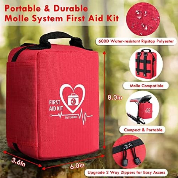 Pasenhome Comprehensive First Aid Kit - Trauma Kit with Labelled Compartments - Image 4