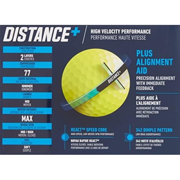 2021 TaylorMade Yellow Distance+ Golf Balls - Image 2