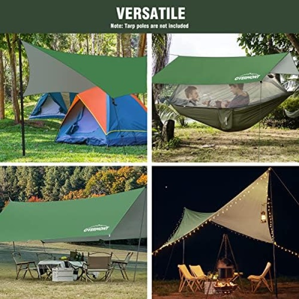 Overmont Camping Tent Tarp 3m x 3m UV Protection and PU 3000 Rain Fly - Image 4