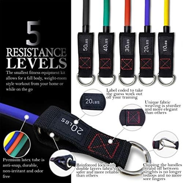 TheFitLife Exercise and Resistance Bands Set - 5 Fitness stackable up to - Image 3