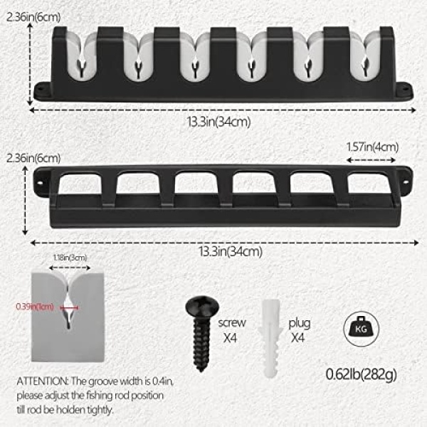 THKFISH Fishing Rod Rack Fishing Rod Holders Wall Mount Vertical/Horizontal Fishing Pole - Image 6